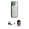 MARSİLYAN™- iPhone 14 Pro Max Kılıf Yankı Işık Özel Seri - Siyah Buffer Hayalet Cam Ekran Koruyucu + Bilvis Titan Kamera Lens - DNMR