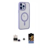 MARSİLYAN™- iPhone 14 Pro Max Kılıf Yankı Işık Özel Seri - Siyah Buffer Hayalet Cam Ekran Koruyucu + Bilvis Titan Kamera Lens - SH
