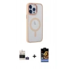 MARSİLYAN™- iPhone 14 Pro Max Kılıf Yankı Işık Özel Seri - Siyah Buffer Hayalet Cam Ekran Koruyucu + Bilvis Titan Kamera Lens - GS