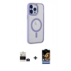 MARSİLYAN™- iPhone 14 Pro Max Kılıf Yankı Işık Özel Seri - Siyah Buffer Hayalet Cam Ekran Koruyucu + Bilvis Titan Kamera Lens - DNMR