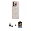 MARSİLYAN™- iPhone 14 Pro Max Kılıf Yankı Işık Özel Seri - Siyah Buffer Hayalet Cam Ekran Koruyucu + Gold Bilvis Titan Kamera Lens