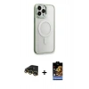 MARSİLYAN™- iPhone 14 Pro Max Kılıf Yankı Işık Özel Seri - Siyah Buffer Hayalet Cam Ekran Koruyucu + Gold Raze Metal Kamera Lens