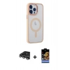 MARSİLYAN™- iPhone 14 Pro Max Kılıf Yankı Işık Özel Seri - Siyah Buffer Hayalet Cam Ekran Koruyucu + Gümüş Raze Metal Kamera Lens