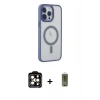 MARSİLYAN™- iPhone 14 Pro Max Kılıf Yankı Işık Özel Seri - Siyah Joko Magic 5D Hayalet Cam + Turuncu PVD Metal Kamera Lens