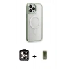 MARSİLYAN™- iPhone 14 Pro Max Kılıf Yankı Işık Özel Seri - Siyah Joko Magic 5D Hayalet Cam + Turuncu PVD Metal Kamera Lens