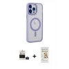 MARSİLYAN™- iPhone 14 Pro Max Kılıf Yankı Işık Özel Seri - Siyah Mat Seramik Nano Ekran Koruyucu + Bilvis Titan Kamera Lens - DNMR