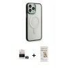 MARSİLYAN™- iPhone 14 Pro Max Kılıf Yankı Işık Özel Seri - Siyah Mat Seramik Nano Ekran Koruyucu + Bilvis Titan Kamera Lens - GD