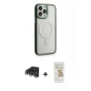 MARSİLYAN™- iPhone 14 Pro Max Kılıf Yankı Işık Özel Seri - Siyah Mat Seramik Nano Ekran Koruyucu + Raze Metal Kamera Lens - GS