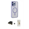 MARSİLYAN™- iPhone 14 Pro Max Kılıf Yankı Işık Özel Seri - Siyah Mat Seramik Nano Ekran Koruyucu + Raze Metal Kamera Lens - GD