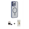 MARSİLYAN™- iPhone 14 Pro Max Kılıf Yankı Işık Özel Seri - Siyah Mat Seramik Nano Ekran Koruyucu + Bilvis Titan Kamera Lens - SH