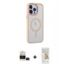 MARSİLYAN™- iPhone 14 Pro Max Kılıf Yankı Işık Özel Seri - Siyah Mat Seramik Nano Ekran Koruyucu + Bilvis Titan Kamera Lens - SH