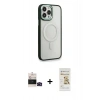 MARSİLYAN™- iPhone 14 Pro Max Kılıf Yankı Işık Özel Seri - Siyah Mat Seramik Nano Ekran Koruyucu + Bilvis Titan Kamera Lens - SH