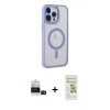 MARSİLYAN™- iPhone 14 Pro Max Kılıf Yankı Işık Özel Seri - Siyah Mat Seramik Nano Ekran Koruyucu + Bilvis Titan Kamera Lens - SH