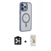 MARSİLYAN™- iPhone 14 Pro Max Kılıf Yankı Işık Özel Seri - Siyah Mat Seramik Nano Ekran Koruyucu + Turuncu PVD Metal Kamera Lens