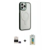 MARSİLYAN™- iPhone 14 Pro Max Kılıf Yankı Işık Özel Seri - Siyah Polymer Nano Ekran Koruyucu + Bilvis Titan Kamera Lens - GS