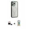 MARSİLYAN™- iPhone 14 Pro Max Kılıf Yankı Işık Özel Seri - Siyah Polymer Nano Ekran Koruyucu + Bilvis Titan Kamera Lens - DNMR