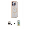 MARSİLYAN™- iPhone 14 Pro Max Kılıf Yankı Işık Özel Seri - Siyah Polymer Nano Ekran Koruyucu + Bilvis Titan Kamera Lens - GD