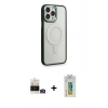 MARSİLYAN™- iPhone 14 Pro Max Kılıf Yankı Işık Özel Seri - Siyah Polymer Nano Ekran Koruyucu + Bilvis Titan Kamera Lens - GD
