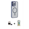 MARSİLYAN™- iPhone 14 Pro Max Kılıf Yankı Işık Özel Seri - Siyah Polymer Nano Ekran Koruyucu + Bilvis Titan Kamera Lens - DNMR
