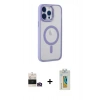 MARSİLYAN™- iPhone 14 Pro Max Kılıf Yankı Işık Özel Seri - Siyah Polymer Nano Ekran Koruyucu + Bilvis Titan Kamera Lens - GD