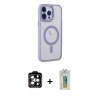 MARSİLYAN™- iPhone 14 Pro Max Kılıf Yankı Işık Özel Seri - Siyah Polymer Nano Ekran Koruyucu + PVD Metal Kamera Lens - TU