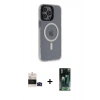 MARSİLYAN™- iPhone 14 Pro Max Kılıf Yankı Işık Prime - Şeffaf 360 Full Body Arka Koruyucu + Bilvis Titan Kamera Lens - SH