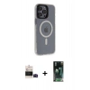 MARSİLYAN™- iPhone 14 Pro Max Kılıf Yankı Işık Prime - Şeffaf 360 Full Body Arka Koruyucu + Bilvis Titan Kamera Lens - SH