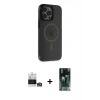 MARSİLYAN™- iPhone 14 Pro Max Kılıf Yankı Işık Prime - Şeffaf 360 Full Body Arka Koruyucu + Bilvis Titan Kamera Lens - GS