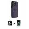 MARSİLYAN™- iPhone 14 Pro Max Kılıf Yankı Işık Prime - Şeffaf 360 Full Body Arka Koruyucu + PVD Metal Kamera Lens - TU
