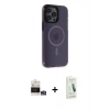 MARSİLYAN™- iPhone 14 Pro Max Kılıf Yankı Işık Prime - Şeffaf Pasifik Cam Ekran Koruyucu + Bilvis Titan Kamera Lens - GS
