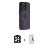 MARSİLYAN™- iPhone 14 Pro Max Kılıf Yankı Işık Prime - Şeffaf Pasifik Cam Ekran Koruyucu + PVD Metal Kamera Lens - TU