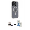 MARSİLYAN™- iPhone 14 Pro Max Kılıf Yankı Işık Prime - Şeffaf Royal Nano Ekran Koruyucu + Bilvis Titan Kamera Lens - SH