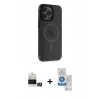 MARSİLYAN™- iPhone 14 Pro Max Kılıf Yankı Işık Prime - Şeffaf Royal Nano Ekran Koruyucu + Bilvis Titan Kamera Lens - GD