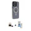 MARSİLYAN™- iPhone 14 Pro Max Kılıf Yankı Işık Prime - Şeffaf Royal Nano Ekran Koruyucu + Bilvis Titan Kamera Lens - GD