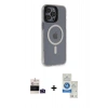 MARSİLYAN™- iPhone 14 Pro Max Kılıf Yankı Işık Prime - Şeffaf Royal Nano Ekran Koruyucu + Bilvis Titan Kamera Lens - DNMR
