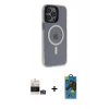 MARSİLYAN™- iPhone 14 Pro Max Kılıf Yankı Işık Prime - Siyah 18D Cam Ekran Koruyucu + Bilvis Titan Kamera Lens - GS