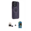 MARSİLYAN™- iPhone 14 Pro Max Kılıf Yankı Işık Prime - Siyah 18D Cam Ekran Koruyucu + Bilvis Titan Kamera Lens - SH