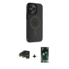 MARSİLYAN™- iPhone 14 Pro Max Kılıf Yankı Işık Prime - Siyah 360 Mat Full Body Arka Koruyucu + Raze Metal Kamera Lens - GD