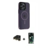 MARSİLYAN™- iPhone 14 Pro Max Kılıf Yankı Işık Prime - Siyah 360 Mat Full Body Arka Koruyucu + Raze Metal Kamera Lens - GD
