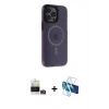 MARSİLYAN™- iPhone 14 Pro Max Kılıf Yankı Işık Prime - Siyah 3D Antistatik Cam Ekran Koruyucu + Bilvis Titan Kamera Lens - GD