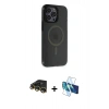 MARSİLYAN™- iPhone 14 Pro Max Kılıf Yankı Işık Prime - Siyah 3D Antistatik Cam Ekran Koruyucu + Raze Metal Kamera Lens - GD