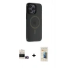MARSİLYAN™- iPhone 14 Pro Max Kılıf Yankı Işık Prime - Siyah 6D Mat Seramik Hayalet Nano Ekran Koruyucu + Bilvis Titan Kamera Lens - GD
