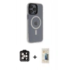 MARSİLYAN™- iPhone 14 Pro Max Kılıf Yankı Işık Prime - Siyah 6D Mat Seramik Hayalet Nano Ekran Koruyucu + PVD Metal Kamera Lens - TU