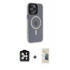 MARSİLYAN™- iPhone 14 Pro Max Kılıf Yankı Işık Prime - Siyah 6D Mat Seramik Hayalet Nano Ekran Koruyucu + PVD Metal Kamera Lens - TU