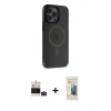 MARSİLYAN™- iPhone 14 Pro Max Kılıf Yankı Işık Prime - Siyah 6D Mat Seramik Hayalet Nano Ekran Koruyucu + Bilvis Titan Kamera Lens - DNMR