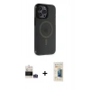 MARSİLYAN™- iPhone 14 Pro Max Kılıf Yankı Işık Prime - Siyah 6D Mat Seramik Hayalet Nano Ekran Koruyucu + Bilvis Titan Kamera Lens - GS