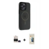 MARSİLYAN™- iPhone 14 Pro Max Kılıf Yankı Işık Prime - Siyah 6D Mat Seramik Hayalet Nano Ekran Koruyucu + Bilvis Titan Kamera Lens - SH