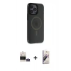 MARSİLYAN™- iPhone 14 Pro Max Kılıf Yankı Işık Prime - Siyah Bilvis 3D Mat Cam Ekran Koruyucu + Bilvis Titan Kamera Lens - GS