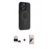 MARSİLYAN™- iPhone 14 Pro Max Kılıf Yankı Işık Prime - Siyah Bilvis 3D Mat Cam Ekran Koruyucu + Bilvis Titan Kamera Lens - DNMR