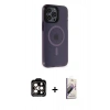 MARSİLYAN™- iPhone 14 Pro Max Kılıf Yankı Işık Prime - Siyah Bilvis 3D Mat Cam Ekran Koruyucu + PVD Metal Kamera Lens - TU